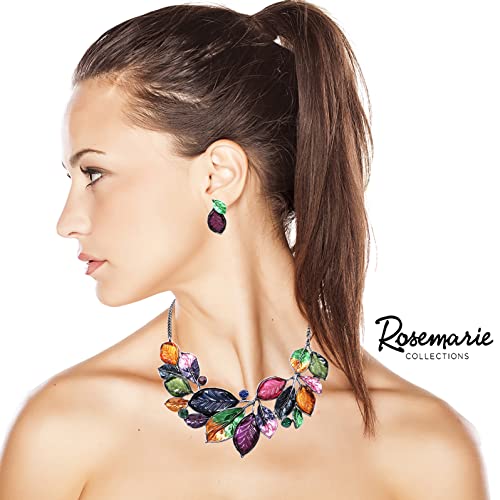 Rosemarie-Jubalee-Womens-UnbeLEAFable-Statement-Enamel-Crystal-Resin-Leaf-And-Vine-Necklace-Earrings-Set