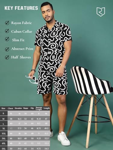 Image of Rigo Printed Co-Ord Set for Men's | Casual Shirt & Shorts Night Suit Set | Lounge-wear Nightdress Pajama Set for Men's | Night Wear, Beach Wear, Vacation Wear Outfit