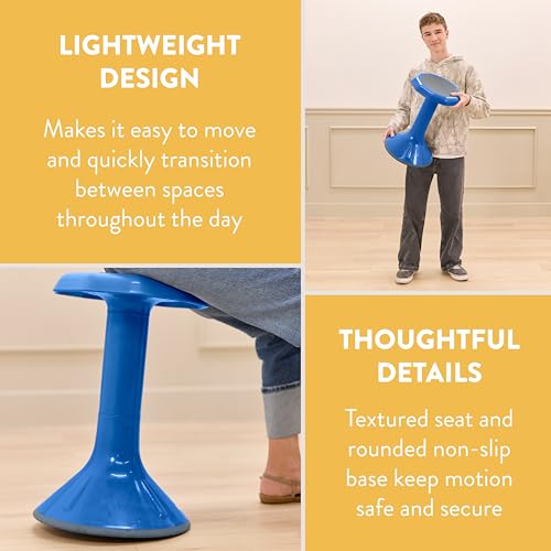 Image of Back2School Express Wobble Sensory Stool - 20in Active Seating Balance Chair for Kids, Flexible Seating for School, Homeschool, Blue