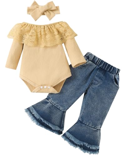 Image of Baby Girl Clothes Outfits Toddler Infant Baby Romper Top+Jeans Clothing Set