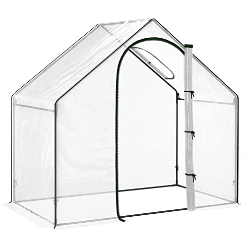 Outsunny Serre de Jardin Balcon terrasse Serre pour tomates 1,8L x 1l x 1,68H m Acier PVC imperméable Transparent Vert