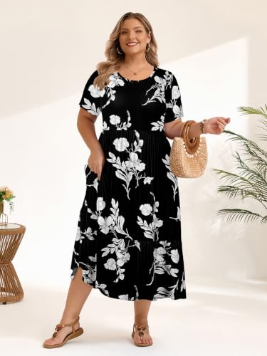 Image of LARACE Plus Size Dresses for Women Summer Maxi Casual Dress with Pockets