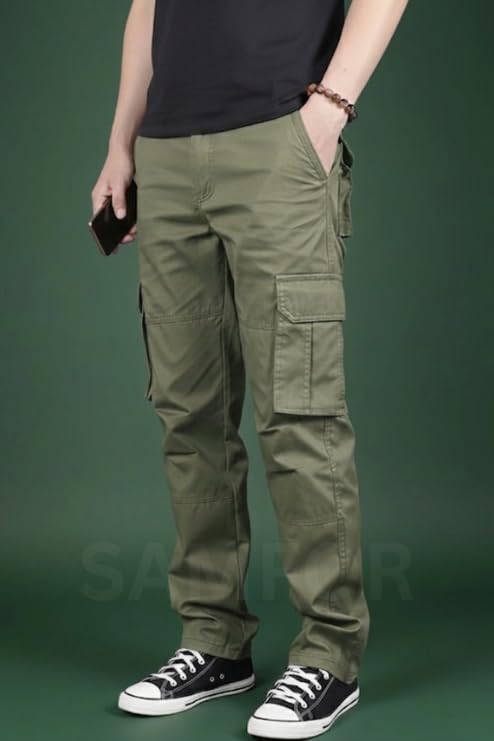 Image of Samfor Cargo Pant for Men - Cotton Cargo for man, Multi-Pocket Design for Outdoor, Work Wear & Casual Trouser