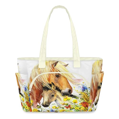 Sac fourre-tout matelassé cheval avec fermeture éclair pour femme