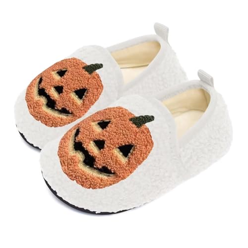 Image of UCUHNB Kids Slippers Toddler Smile Face House Slippers Indoor Home Non-Slip Rubber Sole Shoes Warm Cozy Socks