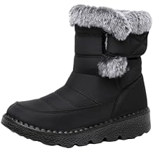 Womens Waterproof Cloth Warm Snow Boots, Plush Lining Anti-Slip Winter Outdoor Snow Boots for Casual, Camping