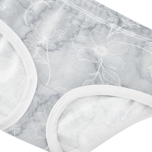 Gray White Marble Texture Floral Girls Underwear Toddlers 2t Cotton Little Girl Panties Colorful Kids Undies Briefs4