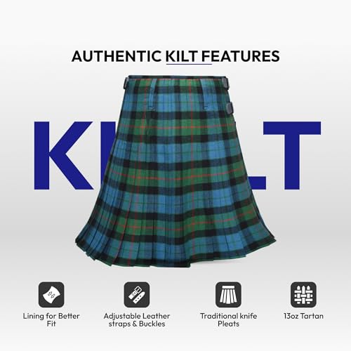 Image of 8 Yard Mens Kilt - Authentic Tartan Kilt for Men Highland Outfit for Weddings & Traditional Scottish Wear
