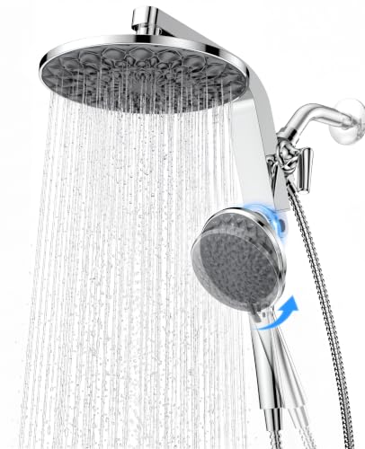 HOPOPRO Rain Shower Head with Handheld, 9' Dual Magnetic Shower Heads Combo