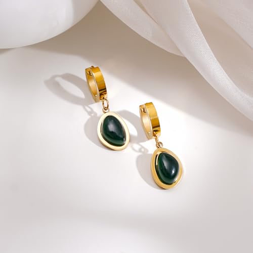 Image of Rubans Demi Fine Stainless Steel Emerald Hoop Jewels Gift for Women & Girls