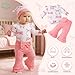 Imagen de Asmea Ropa Bebe Prematuro Conjunto Bebe Recien Nacido Regalo Bebé Recien Nacido Niñas Invierno Lazo Body Pantalones Acampanados Ropa Bebé Niña 3-6 Meses