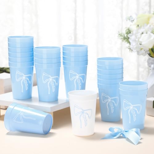Image of Yungyan 24 Pack Bachelorette Party Plastic Cups Bulk 16oz, Bow