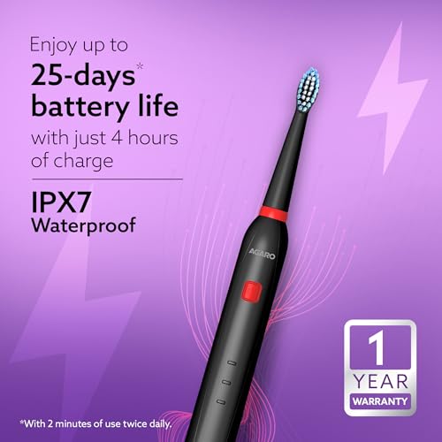 AGARO COSMIC Lite Sonic Electric Toothbrush Black Cosmic Lite Black - Image 5