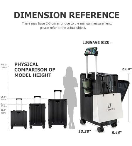 feilario Hardside Expandable Spinner Wheel Luggage, TSA Lock Carry on Suitcase, with Cup Holder & Phone Holder, in 18in/20in/24in Sizes