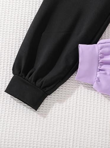 Image of Girls' Summer 3 Pieces Outfits Graphic Crop Top and Camisole with Sweatpants Set Purple 7-8Y