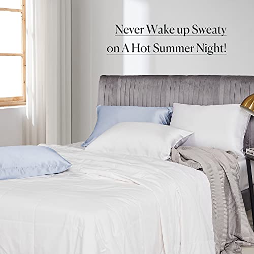 Mommesilk Silk Comforter/Duvet/Quilt, 100% Natural Long Strand Silk Bedding, Cool For Summer, Machine Washable, White, Twin Size 67X87 Inch #TOP2