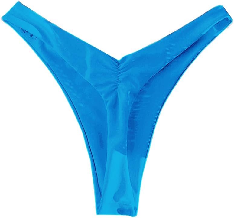SherryDC Women’s Cheeky Thong Brazilian Bikini Bottoms Sexy High Cut Leg Swimsuit Bottom Ruched Butt Bathing Suit Briefs - Image 3