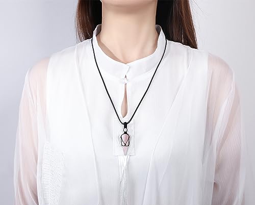 Image of XIANNVXI Healing Crystal Necklace for Men Jewelry Gift | Adjustable Black Rope Natural Gemstone Pendant