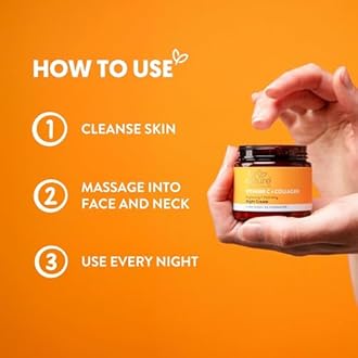 By Nature Face Night Cream - Vitamin C + Collagen PM Moisturizing Facial Lotion for Women (2 Oz)