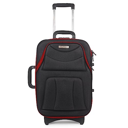 Image of Lightweight Model Polyester Soft-Side 65Cm Medium Chack-in Luggage Trolley Bag...(Medium 24 inches)- Spinner Wheels (Red Black)