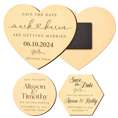 (10Pack) Custom Personalized Wooden Save The Date Magnets