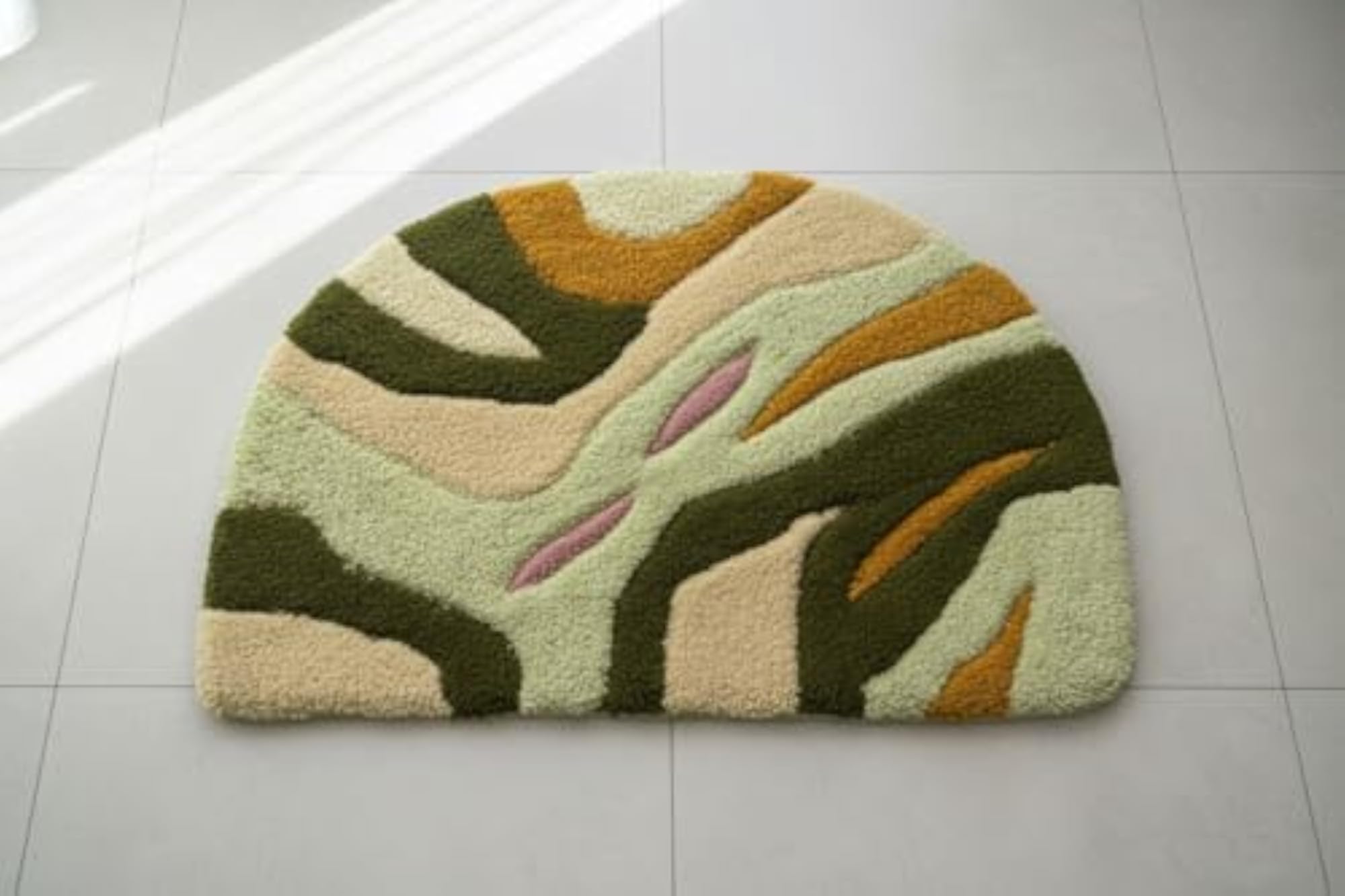 Tufted Half-Round Bath Mat, Soft and Plush