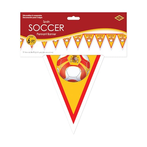 Beistle Spain Soccer Ball Pennant Banner – All-Weather Spanish Bunting Decoration, Football Garland Décor for Soccer Watch Parties, International Sporting Events & Stadium Theme Gatherings, 6' 6¾" by Beistle - Used condition - Image 6