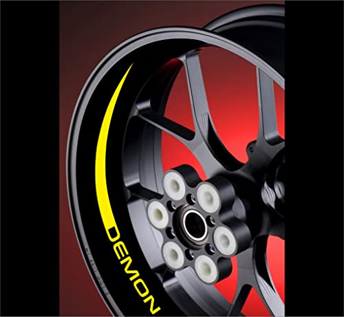 DualColorStampe Autocollants intérieurs pour jantes moto 17" compatibles avec Ducati Suzuki Kawasaki Honda Triumph jantes en caoutchouc bandes code D0038 (jaune)
