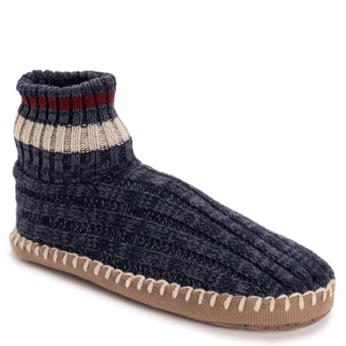 MUK LUKS Mens Cuff Bootie Slipper Blue L/XL
