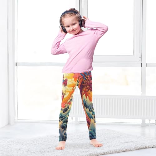 Toddler Girls Leggings Printed Yoga Pants Leggings Dragon and Sunrise for Kids4