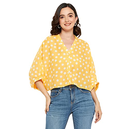 Image of Fashfun Women's Shirt (Floral Pink Crepe Top with Mandarin Collar & Full Sleeve)