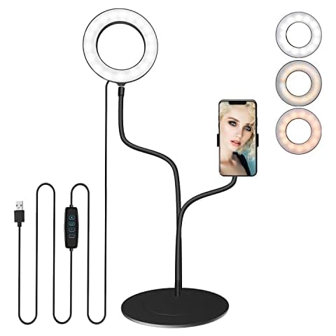 Oldshark Ring Light With Double-Sided Printing, 6" Computer Desk Ring Light with Stand and Phone Holder, Laptop Ring Light for Video Conference/Online Video Call/Make up/Video Recording/Live Streaming Cover