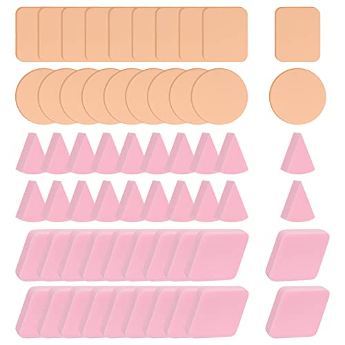 Unaone Makeup Sponge Beauty Blender, 60 Pieces Makeup Wedges Sponges, Perfect for Blending Foundation and Concealer, Latex-Free Cosmetic Sponges Rhombus, Triangle, Square and Round