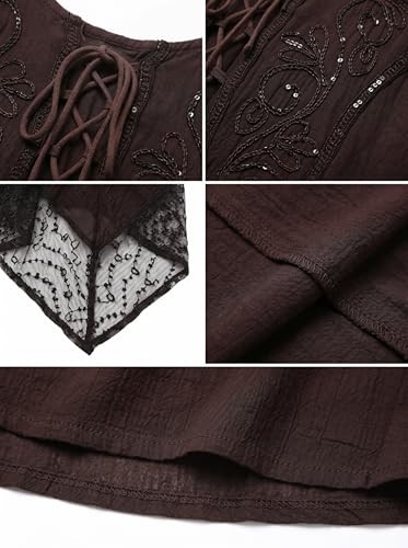 Image of Sakkas Sundara Stonewashed Rayon Embroidered Mid Length Dress