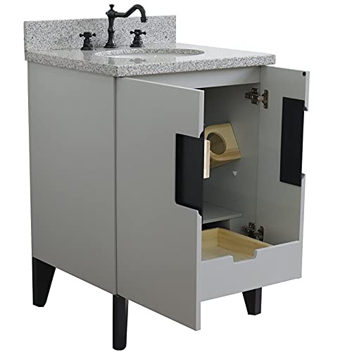 Kolb 25" Single Oval Sink Vanity With Gray Granite Stone In Light Gray #TOP5