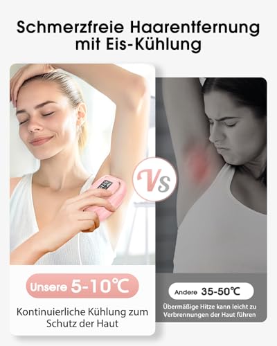 Haarlosy IPL uređaji za uklanjanje dlačica s funkcijom hlađenja, 999.900 svjetlosnih impulsa, 5 energetskih razina Bezbolno IPL uklanjanje dlačica Lasersko uklanjanje dlačica za žene, muškarce, bikini, tijelo i noge - blijedo ružičasto