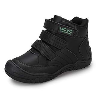 UOVO Boys Hiking Shoes Kids Water Resistant School Shoes Mid Calf Sneakers Walking Boots Children Trekking Footwear Black Shoes Size 85 UK Toddler to 4 UK Big Kids