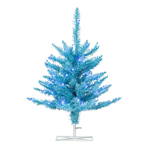 Vickerman 2' x 20" Sky Blue Artificial Christmas Tree with 50 Sky Blue LED Lights.