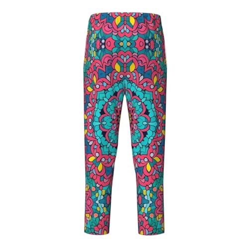 Pajama Pants Pajama Bottoms with Elastic Waistband Sleepwear Lounge Pants, Mandala Flowers Print2