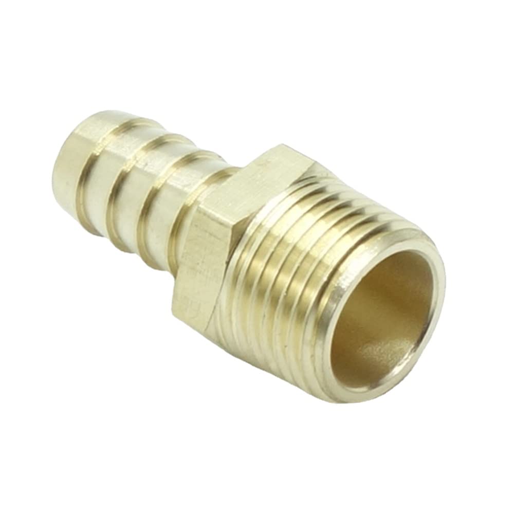 5 Pcs Brass Hose Barb Fittings 1/2" Barb to 1/2 NPT Male Pipe Adapter