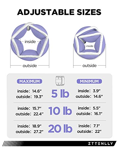 Image of Adjustable Ankle Weights for Women Men and Kids | 1 Pair 5 10 15 18 20 Lbs Leg Wrist Ankle Weight Straps for Yoga, Walking, Running, Aerobics, Gym, Dance, Pilates, Cardio