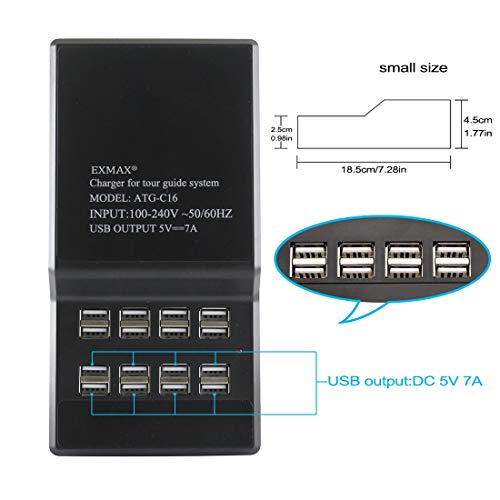 EXMAX ATG-C16 Estación de Carga USB de 16 Puertos USB 2.0 Carga Rápida para Sistema de Guía Turística Inalámbrico miniatura 5