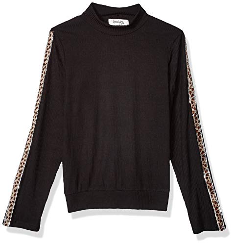 Speechless Girls' Embellished Sleeve Mock Neck Top