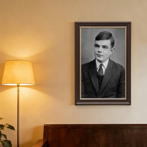 Portrait d'Alan Turing sur toile décoration murale salon tableau cadre bois