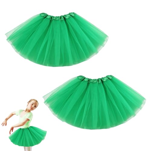 EUPSIIU 2 Piezas Tutu para Mujer Falda de Tul, Falda de Tutu Mujer, Minifalda de Patinadora para Fiestas de Disfraces, Traje Rendimiento, Carnaval, Regalos de Cumpleaños, Retro 80s Fiesta (Verde)