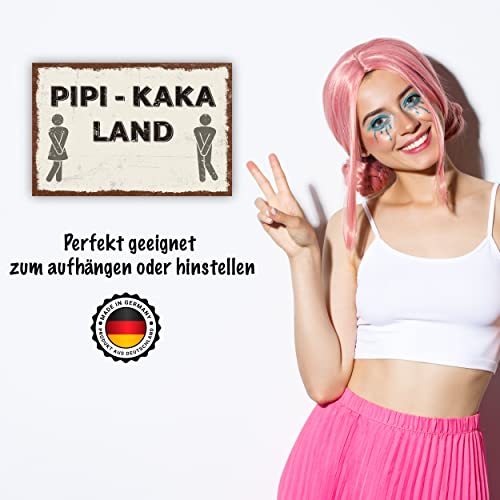 Pipi Kaka Land Toilette Schild lustige Geschenk Idee - 20x30cm aus stabiler Hartschaumplatte in 3mm Stärke - Bester Freund Sauf Bier Kumpels Deko Trinkspiele