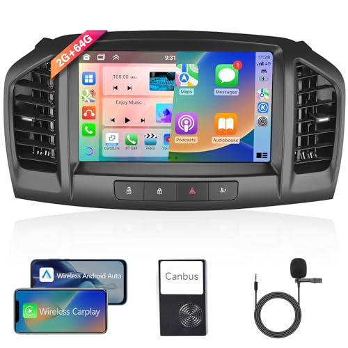 Rádio Android Buick Regal 2009-2013 - CarPlay 9" 2GB+64GB Câmera Ré