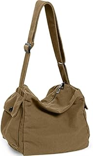 Canvas Crossbody Bag for Women Men, WantGor Large Shoulder Tote Bag Work Handbag Casual Hobo Bags