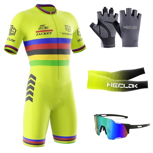 Conjunto de Traje de triatlón de Manga Corta para Hombre，Traje de Ciclismo Acolchado de una Pieza para，Traje de Ciclismo de Secado rápido MTB Mono Racing,Ciclismo, Carrera, natación. (TYP-8,S)