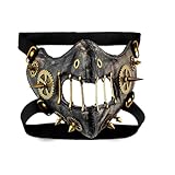 Halloween Costume Skull Mask Scary Masquerade Horror Leather Steampunk Cosplay Punk Half Face Mask Demon Devil Costume Masks Cosplay Party Carnival